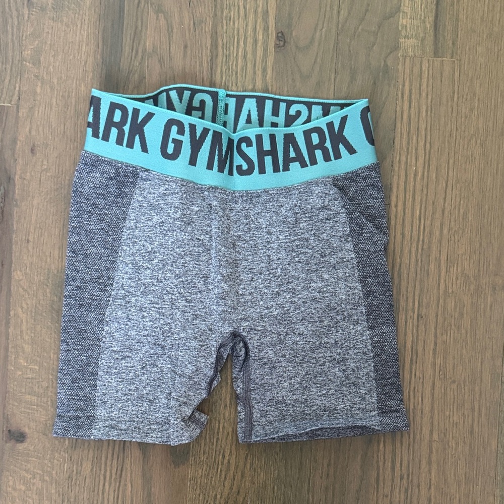Gymshark Heather Gray Shorts with Teal Waistband